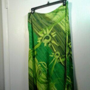 Borcellini Green Maxi Printed Skirt Size: 9/10
